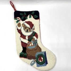 Sweet Vintage Christmas Stocking red velvet back &  fully lined in red.